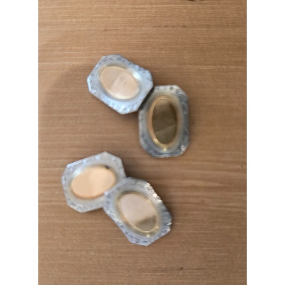 Vintage Cufflinks Gold Tone Oval Ornate Edge Wedding Formal Occasion - Picture 6 of 9